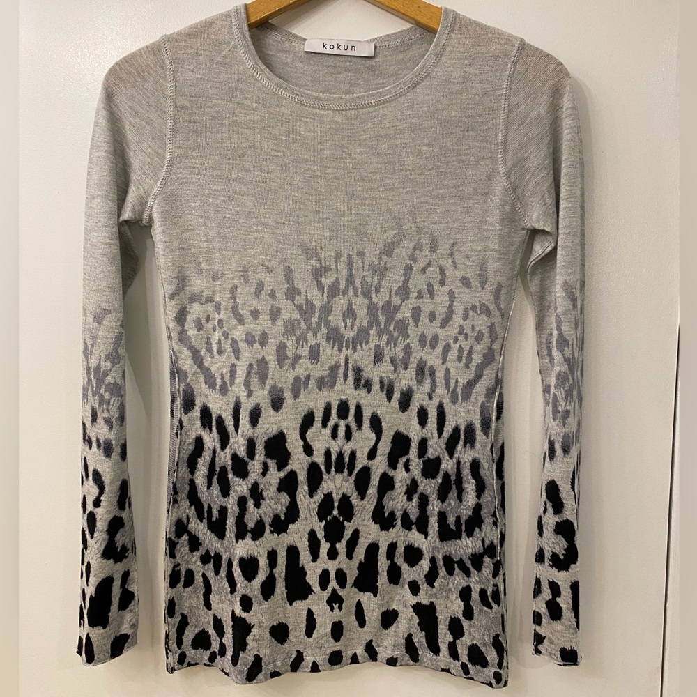 KOKUN patterned grey sweater Sz Xs